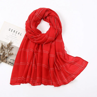 Jesen, obični šivani karirani šal od viskoze, ženski pamučni šalovi, jednobojni pašmina, muslimanski hidžab, šalovi