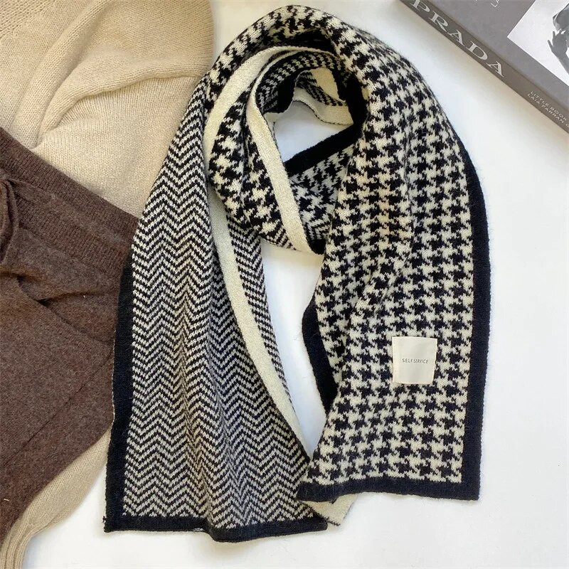 MoriBty zimski pleteni šal ženski luksuzni imitacija kašmira prugasti karirani šal omoti topli ljubavnici Bufandas Echarpe za muškarce 2022.