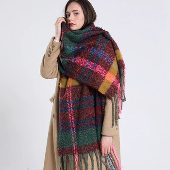 2023 Класическо зимно топло дамско карирано одеяло Шал Дебел кашмирен шал от пашмина Шалове Обвивки Дълъг пискюл Bufanda Mujer
