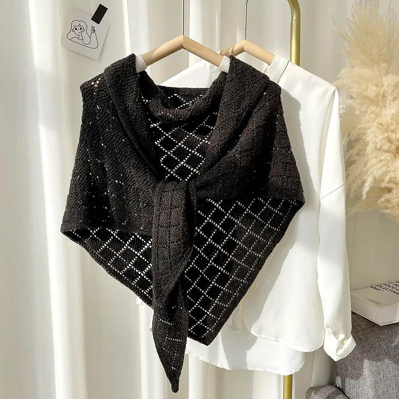 MoriBty női háromszög kötött sál őszi tömör kockás kendő, napvédő nyak pashmina bufands fej Hidzsáb Sjaals