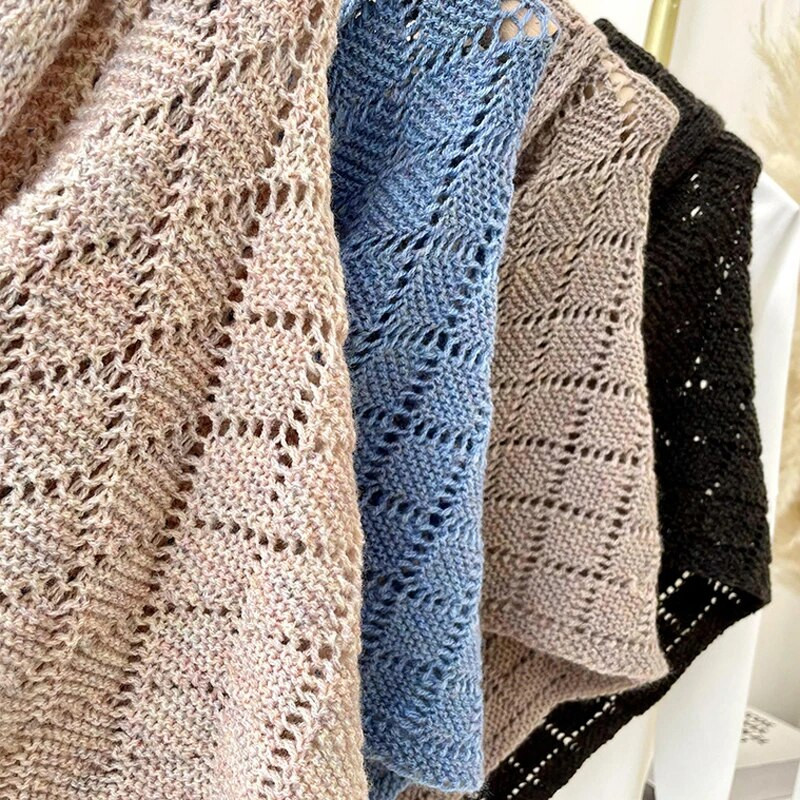 MoriBty női háromszög kötött sál őszi tömör kockás kendő, napvédő nyak pashmina bufands fej Hidzsáb Sjaals