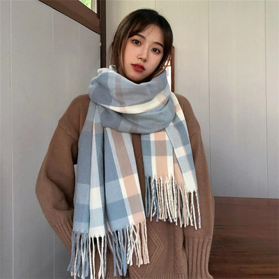 Nauja korėjietiška grotelių skara rudens ir žiemos studentams storina šilta skara miela pora skara CN028