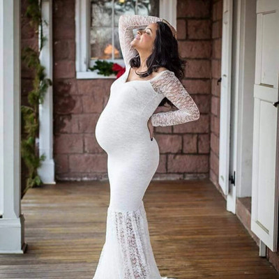 Seksi haljine za trudnice bez ramena Trudnička maksi haljina s volanima za fotografije Fotografiranje Haljina za trudnice Rekviziti za fotografije Haljina sirena