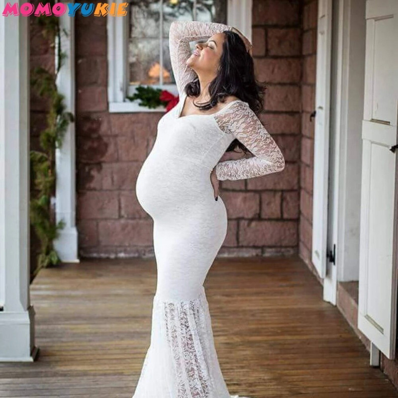 Seksi haljine za trudnice bez ramena Trudnička maksi haljina s volanima za fotografije Fotografiranje Haljina za trudnice Rekviziti za fotografije Haljina sirena