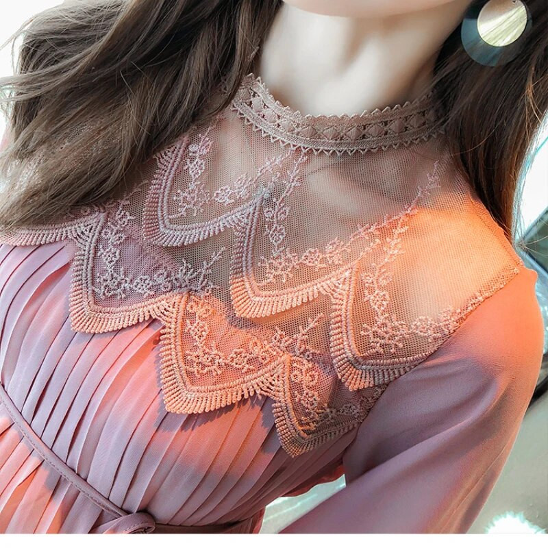 Haljine od šifona Trudnička odjeća za trudnice Plisirane haljine dugih rukava Trudnička haljina Proljetno novo