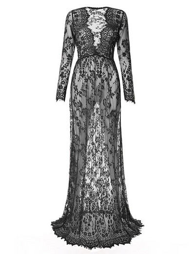 Odjeća za trudnice Čipka za trudnice s otvorenim ramenima V izrez Duga haljina za trudnice Otmjeni rekviziti za foto sesije