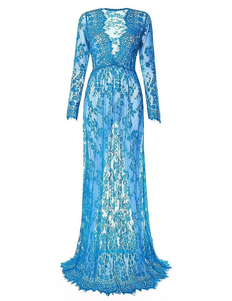 Odjeća za trudnice Čipka za trudnice s otvorenim ramenima V izrez Duga haljina za trudnice Otmjeni rekviziti za foto sesije