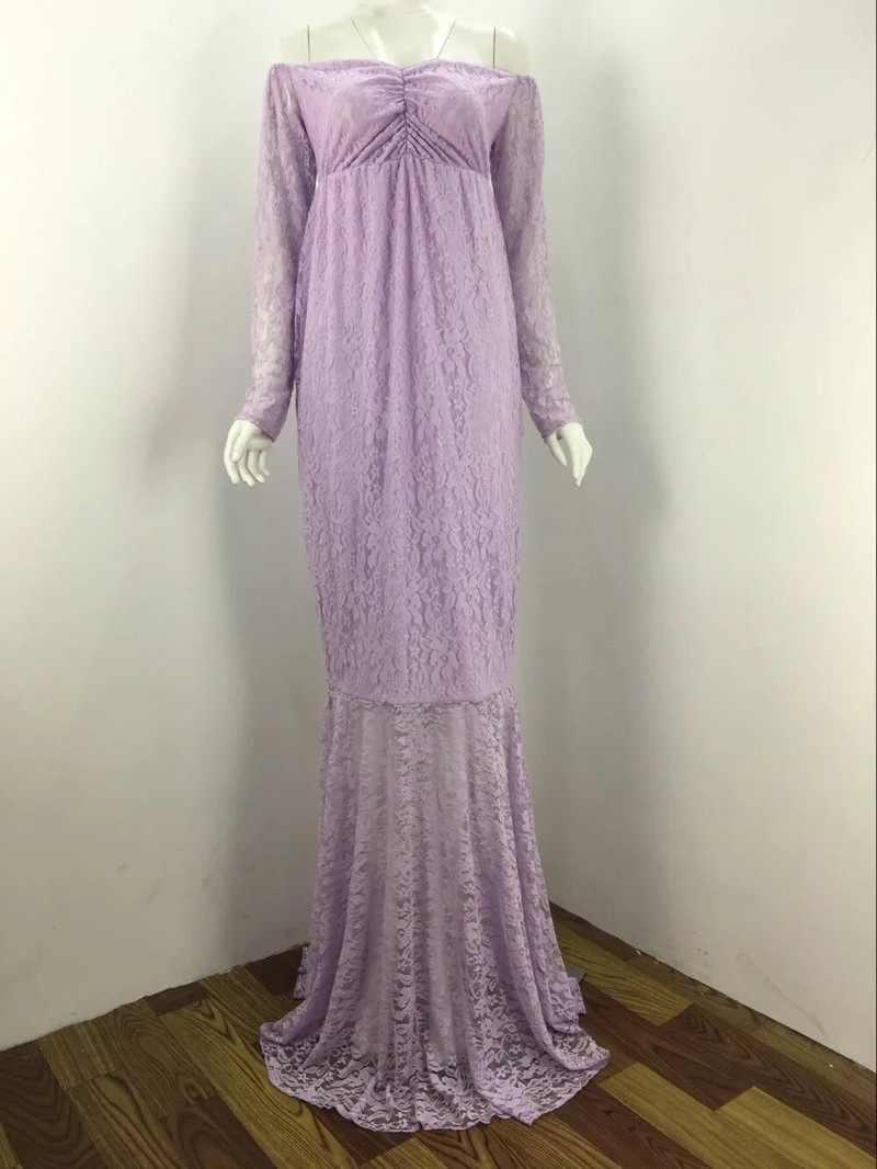 Odjeća za trudnice Čipka za trudnice s otvorenim ramenima V izrez Duga haljina za trudnice Otmjeni rekviziti za foto sesije