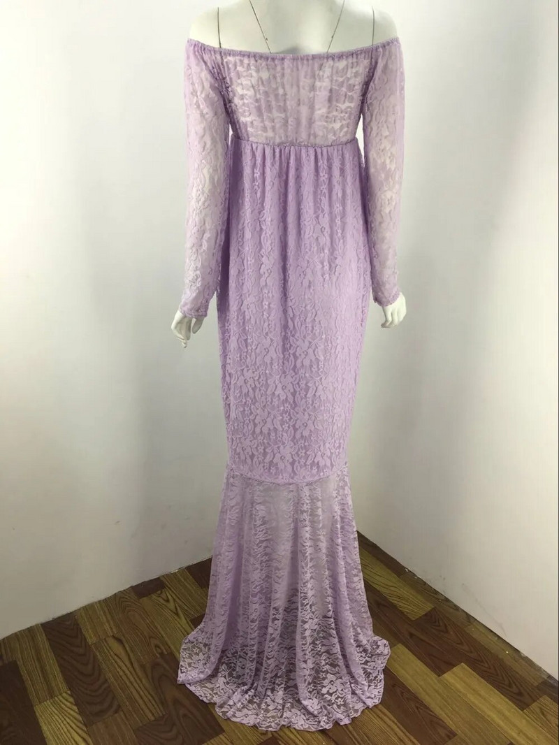 Odjeća za trudnice Čipka za trudnice s otvorenim ramenima V izrez Duga haljina za trudnice Otmjeni rekviziti za foto sesije