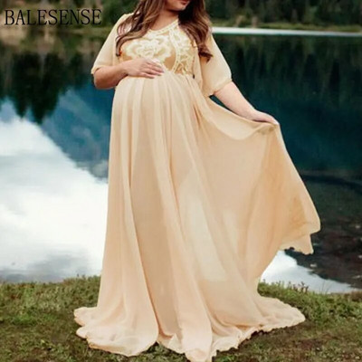 Virágos csipke sifon kismama maxi ruhák esküvői fotózáshoz ruhák terhes nők számára Babazuhany Terhességi fotózás