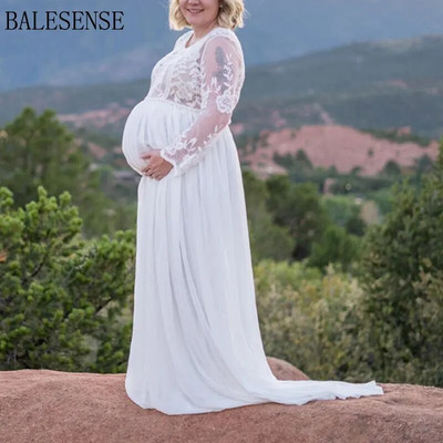 Virágos csipke sifon kismama maxi ruhák esküvői fotózáshoz ruhák terhes nők számára Babazuhany Terhességi fotózás