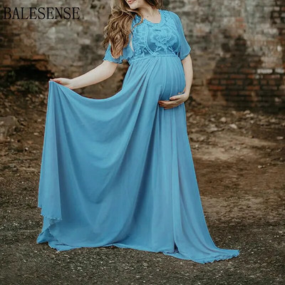 Virágos csipke sifon kismama maxi ruhák esküvői fotózáshoz ruhák terhes nők számára Babazuhany Terhességi fotózás