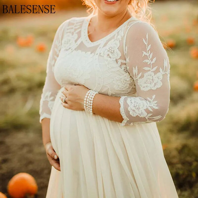 Virágos csipke sifon kismama maxi ruhák esküvői fotózáshoz ruhák terhes nők számára Babazuhany Terhességi fotózás