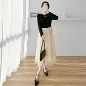 2024. Proljetna trudnička mrežasta haljina dugih rukava, izdubljenog ovratnika, elegantna haljina za trudnice, slatka haljina za princezu, slatka