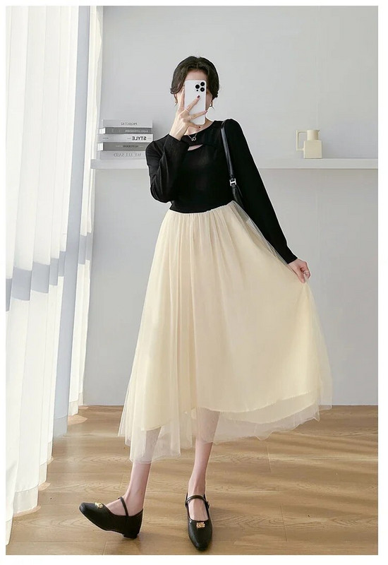 2024. Proljetna trudnička mrežasta haljina dugih rukava, izdubljenog ovratnika, elegantna haljina za trudnice, slatka haljina za princezu, slatka