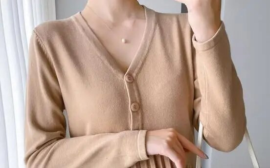 Őszi koreai kötött, hosszú ujjú, magas derekú patchwork, hajtogatott kismama ruha Divatos V-nyakú ruhák terhes nőknek Terhesség