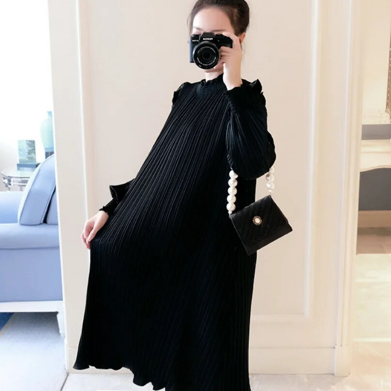 Jednobojne trudničke haljine od šifona Moda, elegantna odjeća za svečane događaje za trudnice Ležerna opuštena haljina s naborima