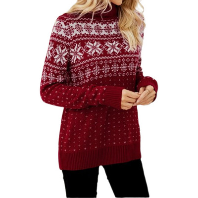 Ženske osnovne džemperi s dolčevitom Božićni opušteni kroji Pleteni gornji debeli pulover dugih rukava Zimska topla odjeća