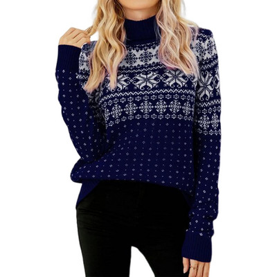 Ženske osnovne džemperi s dolčevitom Božićni opušteni kroji Pleteni gornji debeli pulover dugih rukava Zimska topla odjeća