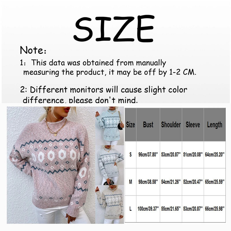 Jesen Zima Ženska pletenina Božićne pahulje Božićni pulover s ovratnikom Jednostavan jesensko-zimski ženski kaput