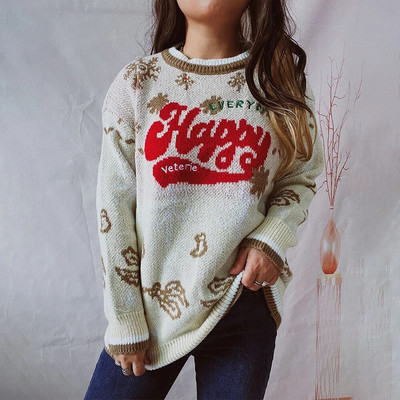 Snowflake Božićni pleteni pulover Ženski zimski puloveri 2023. Ležerna majica kratkih rukava Ženska odjeća Topli džemper