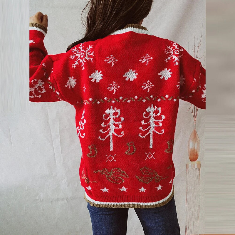 Snowflake Božićni pleteni pulover Ženski zimski puloveri 2023. Ležerna majica kratkih rukava Ženska odjeća Topli džemper