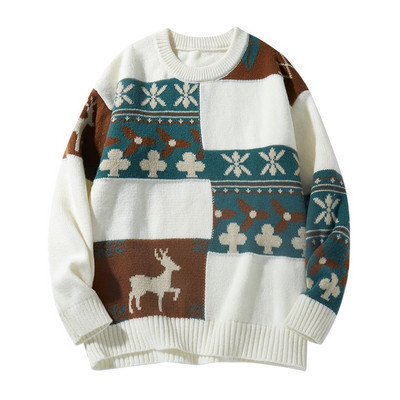 2023. gada rudens/ziema, jauns Ziemassvētku džemperis vīriešu/sieviešu korejiešu stilā ar garām piedurknēm, ikdienas smilškrāsas džemperi, trikotāžas džemperis