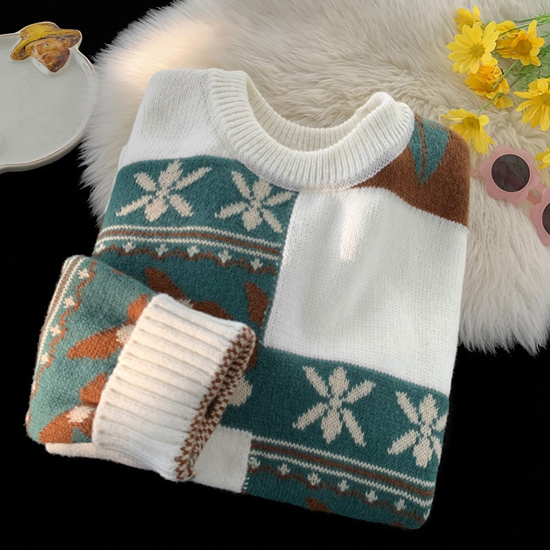 2023. gada rudens/ziema, jauns Ziemassvētku džemperis vīriešu/sieviešu korejiešu stilā ar garām piedurknēm, ikdienas smilškrāsas džemperi, trikotāžas džemperis