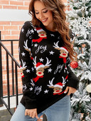 Ziemassvētku džemperis Sieviešu retro karikatūras apdruka Trikotāžas džemperis Rudens Ziemas Garās Piedurknes Siltas Biezas Trikotāžas Ikdienas džemperi