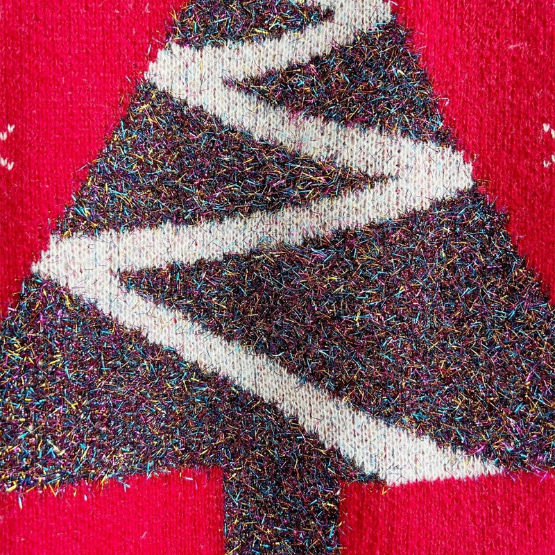 OMCHION Naujųjų metų džemperis, 2023 m. medžio aukso siūlas, kalėdinis megztinis su apvaliu kaklu ilgomis rankovėmis, laisvas megztinis moterims