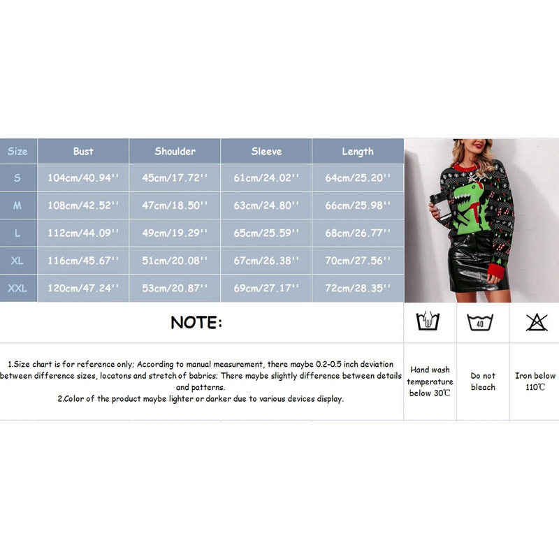 Žalias dinozauras, moteriškas rudens kalėdinis megztinis Animacinis filmas apvalia kaklą bjaurus megztinis Laisvas megztinis megztinis ilgomis rankovėmis moteriškas drabužis
