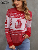 Zimski modni božićni džemper s printom za 2023. Ženski novogodišnji mekani topli pleteni jacquard pulover Topovi za parove Y2K odgovarajuća odjeća