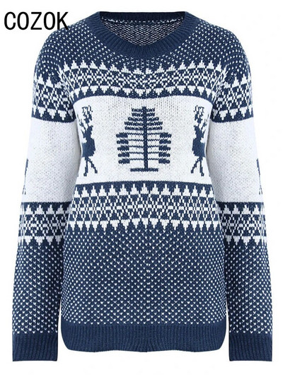 Zimski modni božićni džemper s printom za 2023. Ženski novogodišnji mekani topli pleteni jacquard pulover Topovi za parove Y2K odgovarajuća odjeća