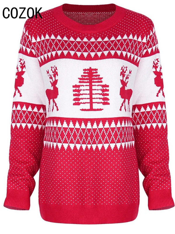 Zimski modni božićni džemper s printom za 2023. Ženski novogodišnji mekani topli pleteni jacquard pulover Topovi za parove Y2K odgovarajuća odjeća