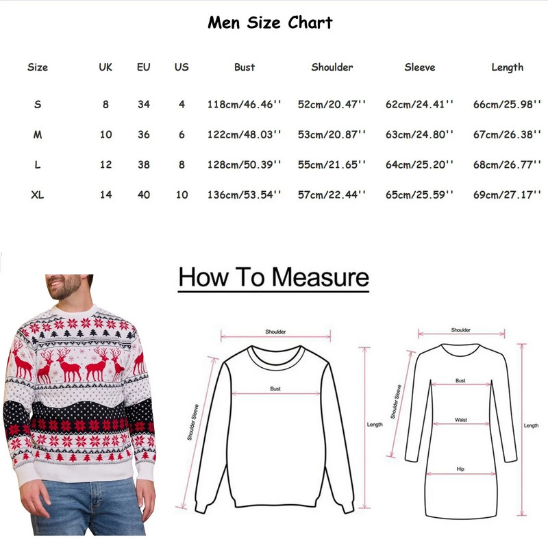 Muški božićni pulover Deblja pletena odjeća Mekane široke božićne džempere Zimski pleteni džemperi za 2023. Božićna odgovarajuća odjeća za parove