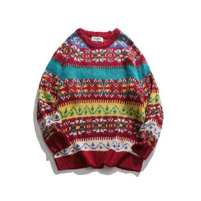 Ružni božićni pulover s jelenima, pleteni preveliki puloveri, mekani, topli, kvalitetni Harajuku festival, O-izrez, vintage ležerna muška odjeća