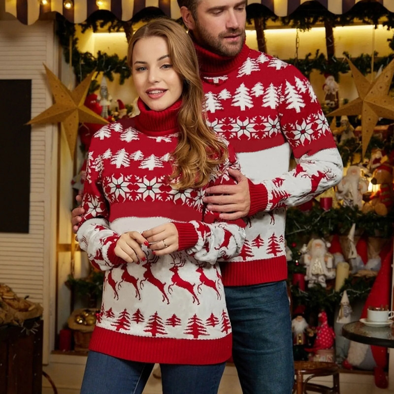 Vīriešu bruņurupuča Ziemassvētku džemperis Ikdienas Ziemassvētku eglītes aļņa apdruka Puloveri Ziemassvētku tēma Trikotāžas džemperi Rudens Ziemas Vīriešu apģērbi