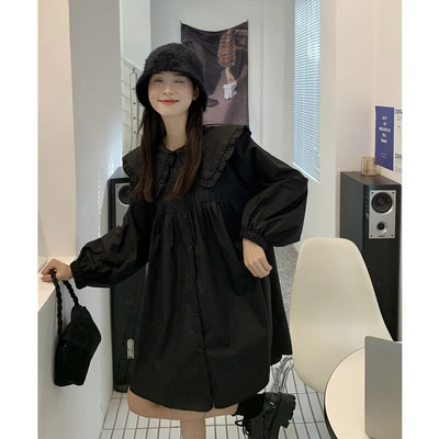 Vintage καρό φαρδύ πουκάμισο άνοιξη φθινόπωρο Νέο μακρυμάνικο μονόχρωμο μπλούζα μπλούζα με μπλούζα Κορεάτικα γυναικεία ρούχα