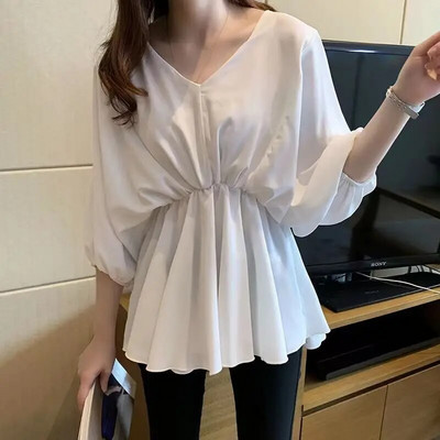 Nove ljetne majice od šifona za trudnice Top za trudnice s V izrezom Široka lijepa odjeća velikih veličina