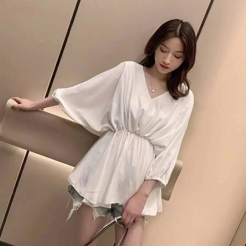 Nove ljetne majice od šifona za trudnice Top za trudnice s V izrezom Široka lijepa odjeća velikih veličina