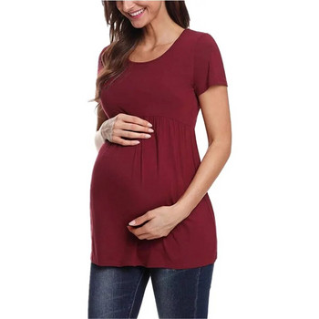 Горнища за бременни и кърмачки Риза за бременни жени Ежедневна дамска риза с къс ръкав Едноцветен летен топ за бременни S - XXL