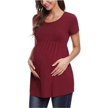 Μπλούζες μητρότητας Πουκάμισο θηλασμού για έγκυες γυναίκες Casual κοντό μανίκι μονόχρωμο έγκυο μπλουζάκι καλοκαιρινό S - XXL