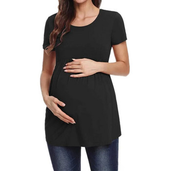 Горнища за бременни и кърмачки Риза за бременни жени Ежедневна дамска риза с къс ръкав Едноцветен летен топ за бременни S - XXL