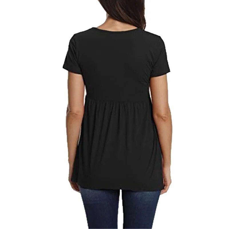 Nėščiųjų žindymo viršutiniai drabužiai nėščioms moterims, laisvalaikio marškinėliai trumpomis rankovėmis vienspalviai nėščiųjų vasariniai S - XXL