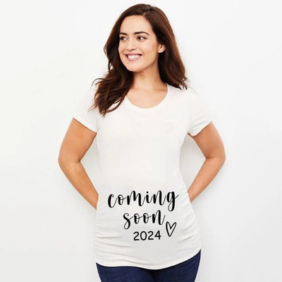 Baby Loading 2024 Nyomtatás Terhességi Hirdetmény Kismama rövid ujjú póló Terhes póló Új anya póló Ruházat felsők
