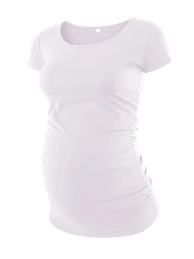 Liu&Qu Ležerna ženska majica kratkih rukava za trudnice, majica kratkih rukava s okruglim izrezom, jednobojna ljetna jednobojna majica za trudnice, udobna majica