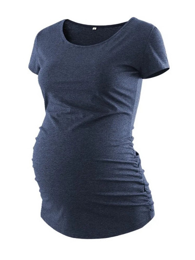Liu&Qu Ležerna ženska majica kratkih rukava za trudnice, majica kratkih rukava s okruglim izrezom, jednobojna ljetna jednobojna majica za trudnice, udobna majica