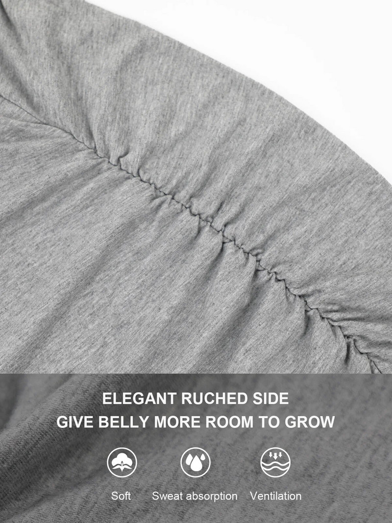 Liu&Qu Ležerna ženska majica kratkih rukava za trudnice, majica kratkih rukava s okruglim izrezom, jednobojna ljetna jednobojna majica za trudnice, udobna majica