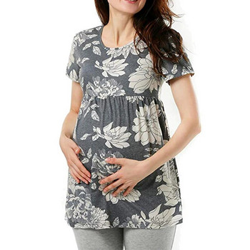 Γυναικείο μπλουζάκι εγκυμοσύνης καθημερινό μπλουζάκι εγκυμοσύνης καλοκαιρινό κοντό μανίκι με κουκκίδες μπλούζες μπλούζα για εγκυμοσύνη με χιτώνα Ρούχα εγκυμοσύνης