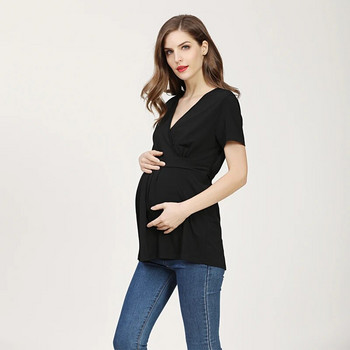 Emotion Moms Καλοκαιρινό μπλουζάκι για έγκυες μπλούζες εγκυμοσύνης Γυναικείο πουκάμισο μεγάλου μεγέθους Μονόχρωμα ρούχα